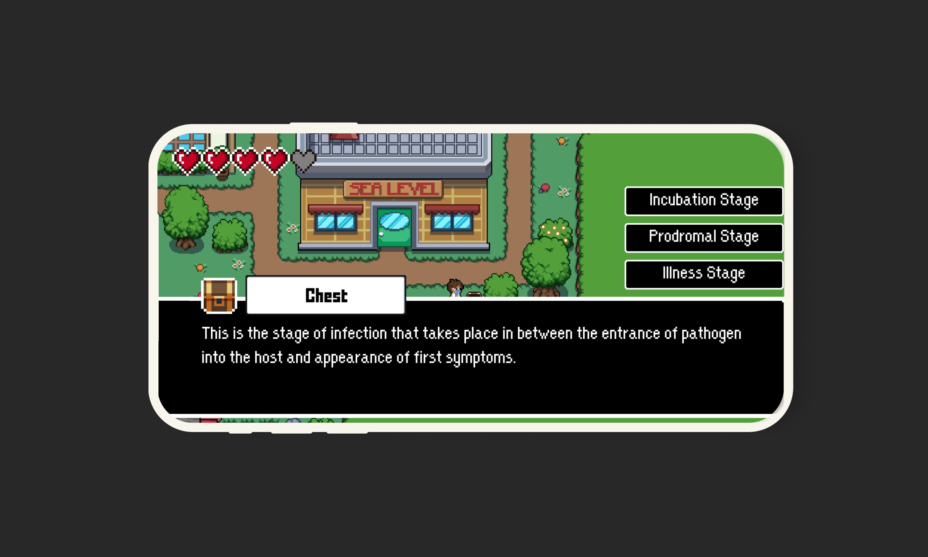 Picture of gameplay when interacting to chest