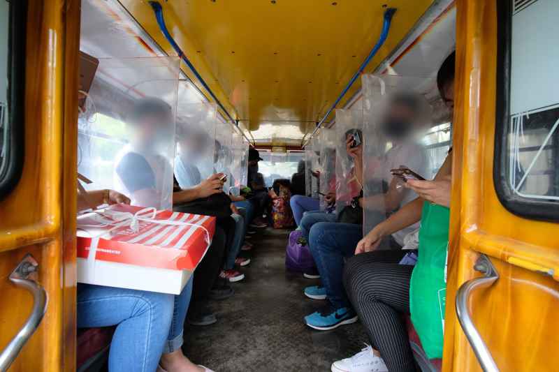 Picture of people inside jeepney under pandemic