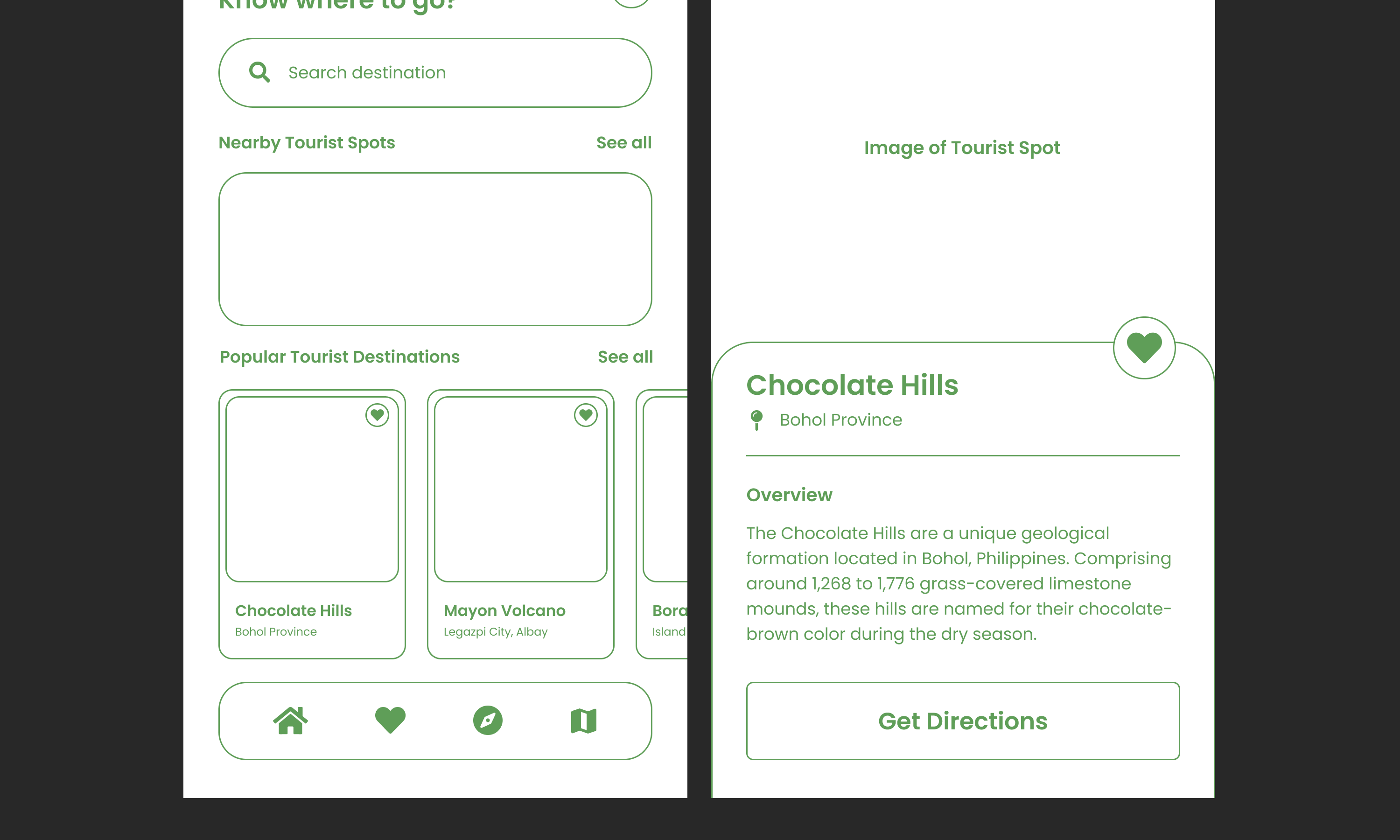 Mid-fidelity mockups of Shift Travel